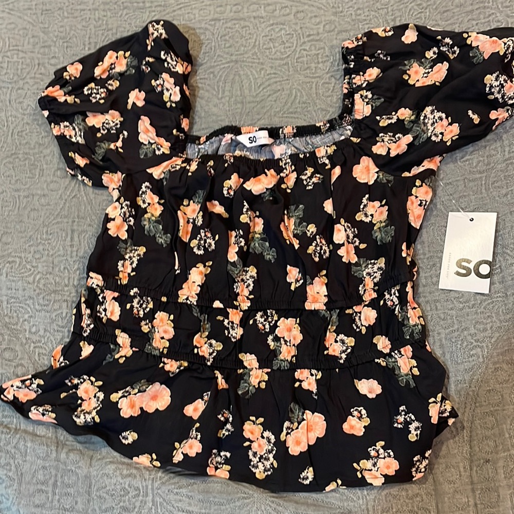 Black floral summer top
